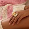 Yori Patterned Square Heart Photo Box Adjustable Opening Ring Waterproof Smooth Metal Handmade Polished Jewelry