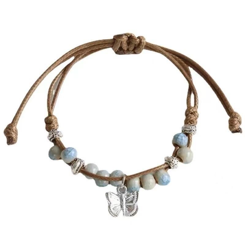 Geometric Ceramic Handcrafted Bead Bracelet With Adjustable Cord Unisex For
