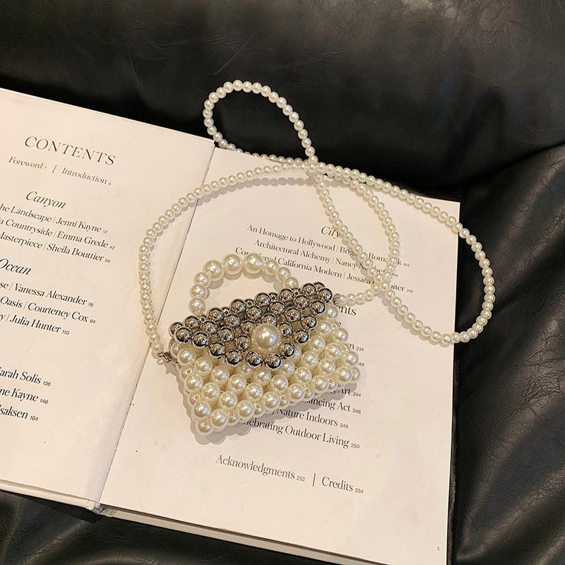 Cute Handcrafted Korean Children s Purse With Decorative Pearl Chain For Kids Silver Lid