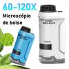 60-120X Handheld Microscope Pocket Microscope with LED Light High Definition Children Microscope for Observation Learning