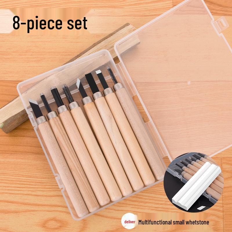 Comprehensive Wood Carving & Stamp Set: Includes Hand-Carved Knives, Carpenter Tools, and Carving Materials for Wood, Rubber, and Plaster.