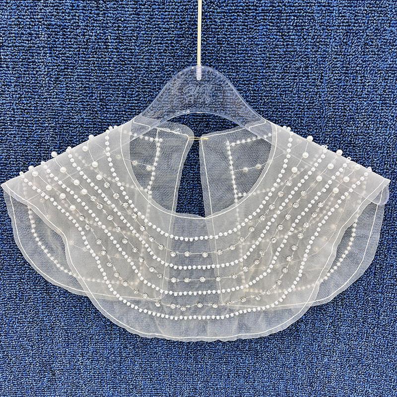 Girl Hollow Mesh Collar With Artificial Pearls And Rhinestone Decor Gift For