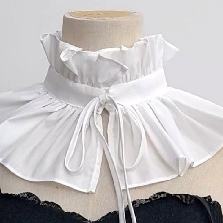 Vintage Victorian Ruffle Stand False Collar with Ribbon Bowknot Pleated Shawl Cape Boleros for Wedding And Evening Wear