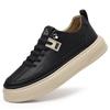 Men's shoes 2025 new fashion retro sports and leisure board shoes men's one-pedal leather platform shoes