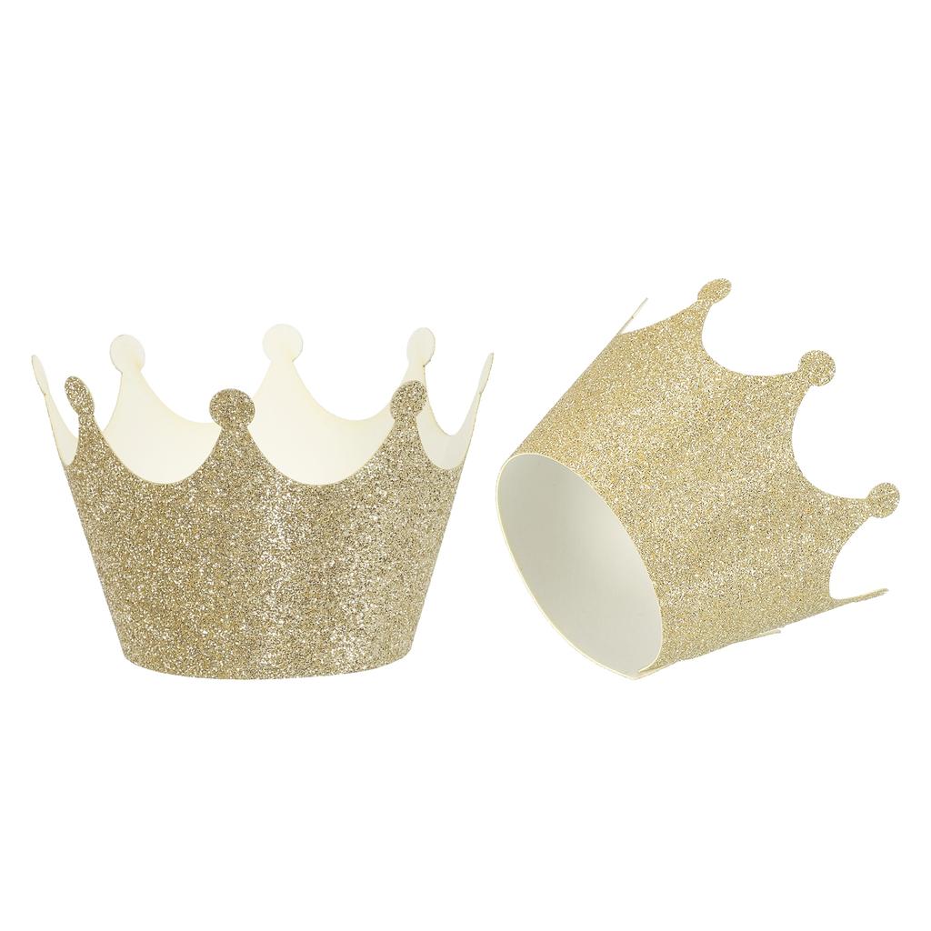 24 Pack Cupcake Wrappers Paper, Baking Cups Standard Crown Decoration for Anniversary Birthday Weddings and Parties, Blue
