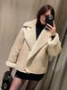 2025 Autumn/Winter Women's Lapel Shearling Suede Fleece-lined Warm Coat A14063