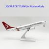 B737 Airplane 30cm Turkish Airlines 1/124 Scale Plane Resin Aviation Aircraft With Base and Wheel Enthusiasts Collected Souvenir