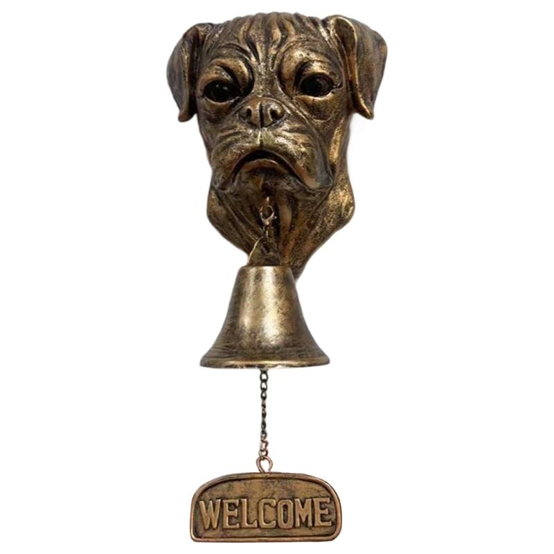

Resins Antique Dog Head Shape Doorbell With Welcome Sign Garden Porch Hanging Bells Decors For Pet Owners Gift