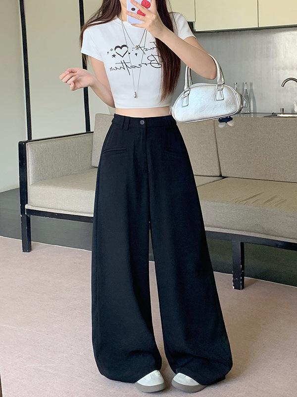 2026 Plus Size Women's Wide-Leg Slimming Suit Pants for Spring