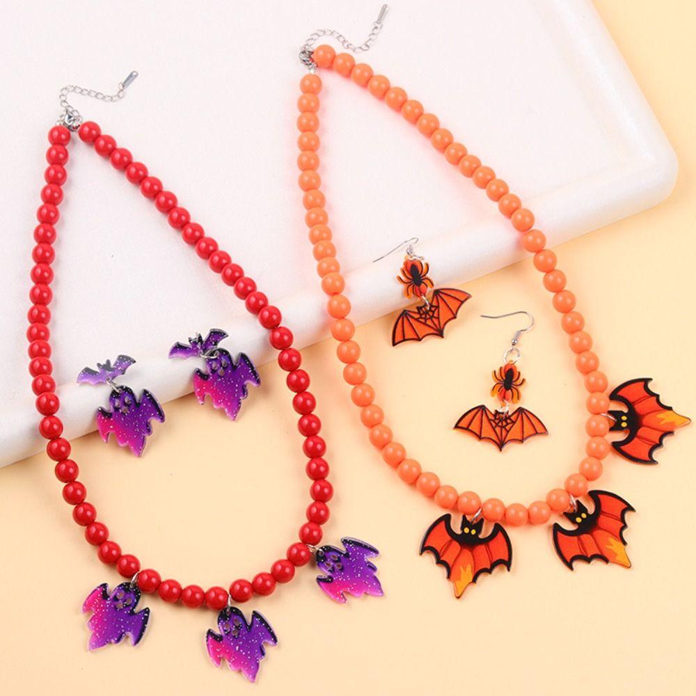 Acrylic Halloween Jewelry Sets Adjustable Choker Necklace Earring Set Beach Vacation Accessories