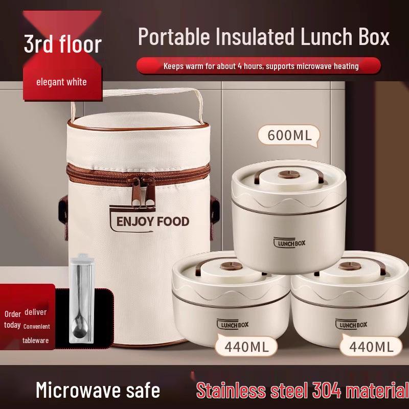 Extra Long Insulated Stainless Steel Bento Lunch Box - Microwaveable & Portable