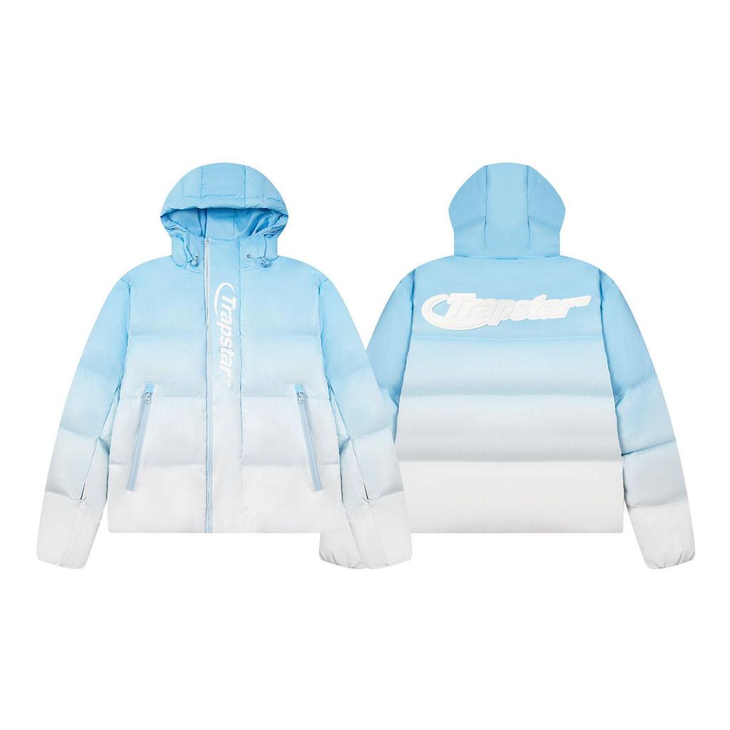 Trapstar Retro Cotton Jacket with Stand Collar and Small Embroidered Logo, Blue, Loose-Fit for Couples