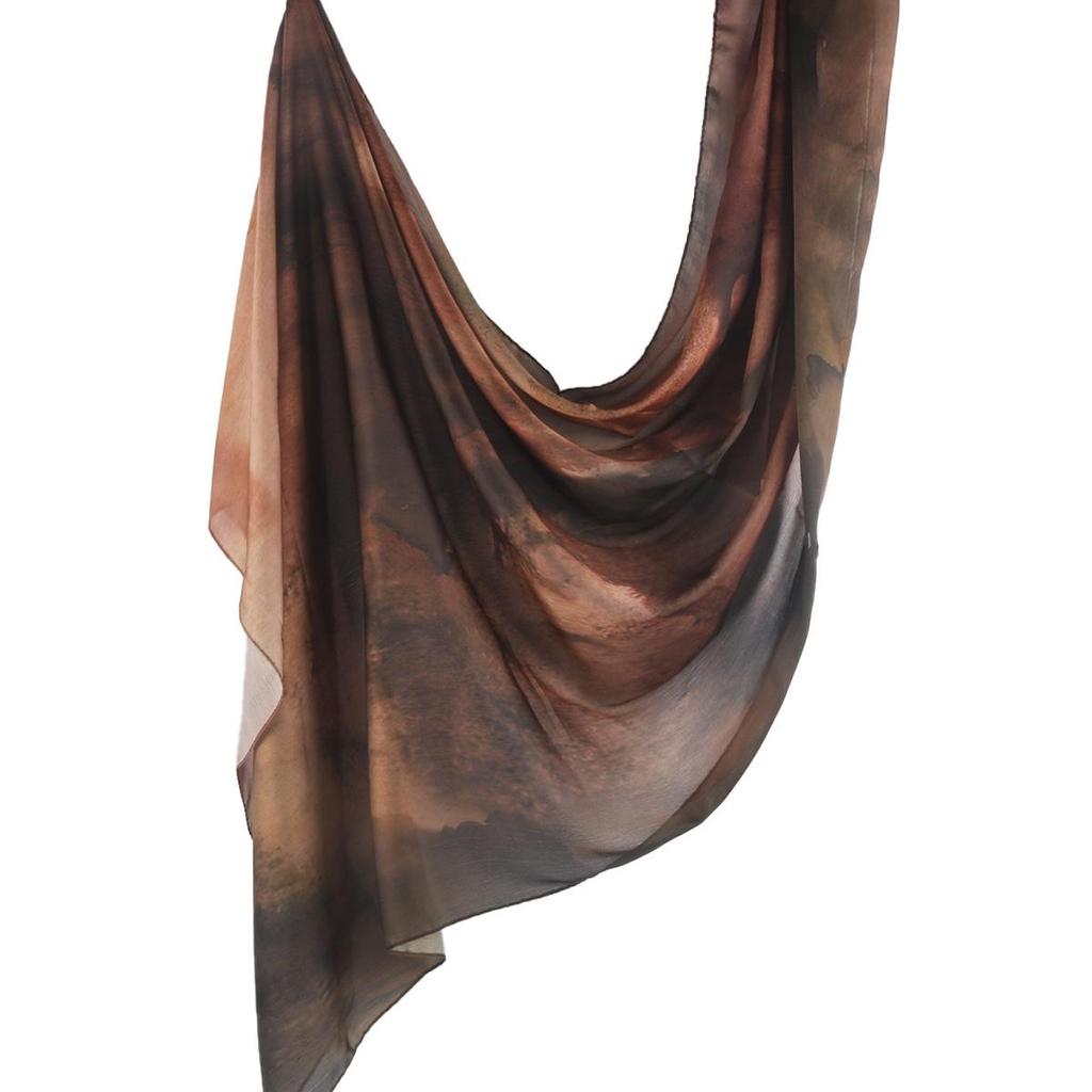 Silk Printed Marble Ethnic Headscarf and Shawl