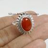 Carnelian Ring, 925 Sterling Silver Ring, Natural Gemstone Ring, Gift for Her, Anniversary Ring, Oval Sun Design Ring, Red Stone Ring