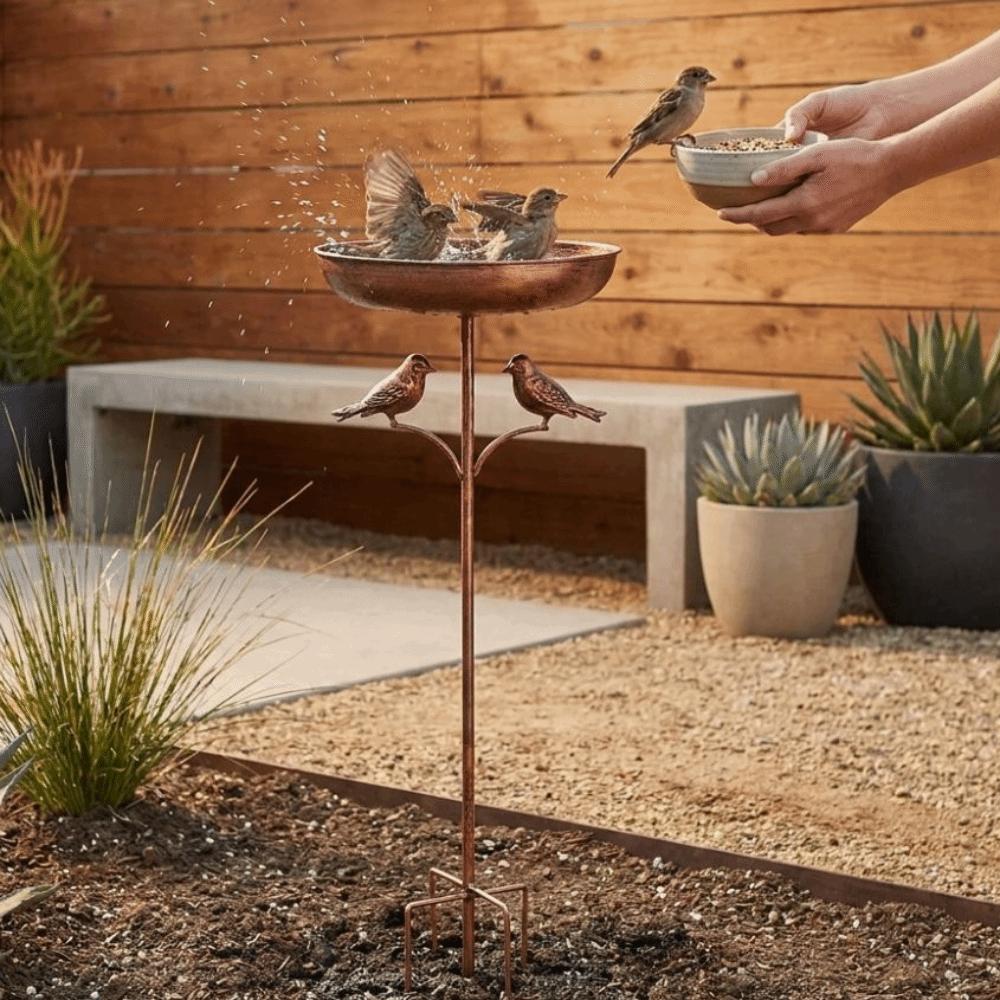 5 Claw Ground Plug Freestanding Birdbath Standing Bowl Bird Feeding Station Outdoor Garden