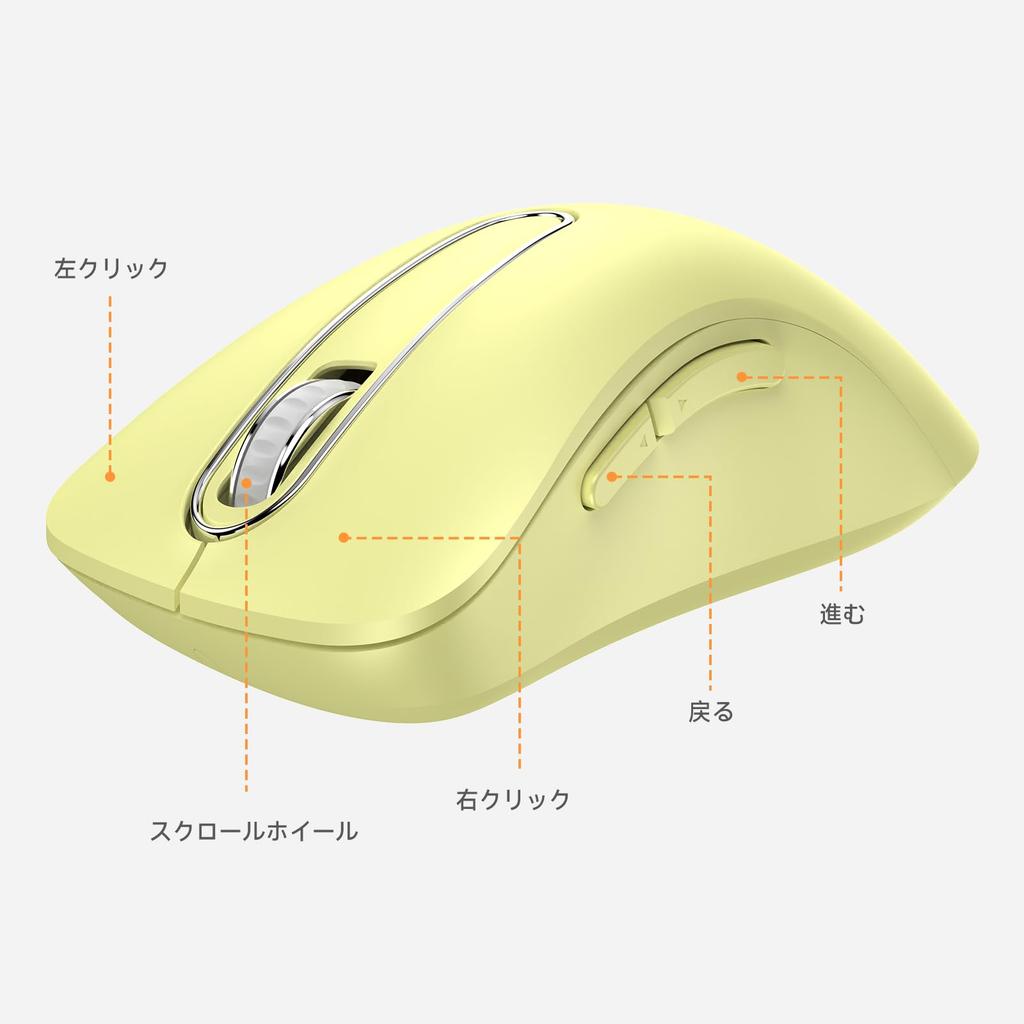 QAF Wireless Ergonomic 1400DPI Optical USB Receiver 5 Compatible with Red and Lemon Yellow 2.4GHz Mouse, Design, Long-Term Use, High-Precision