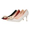 NEW Women Pumps Rhinestone High Heels Shoes Women Pointed Toe Crystal Pearl Party Shoes Sexy Wedding Shoes