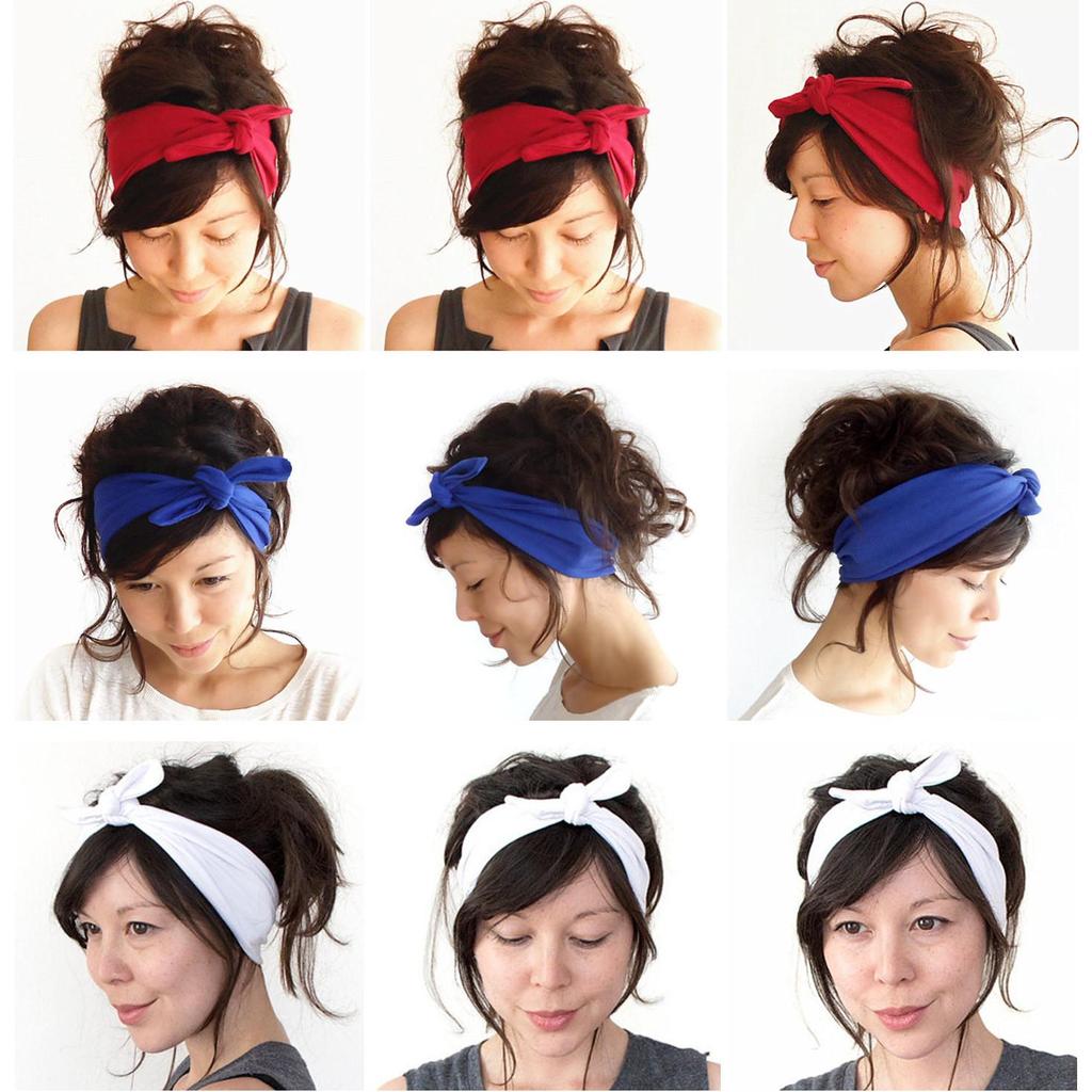 Cute Rabbit Ear Headbands for Women Girls Knot Hairbands Bunny Head Bands Yoga Turban Headwrap Bandana Bowknot Hair Accessories