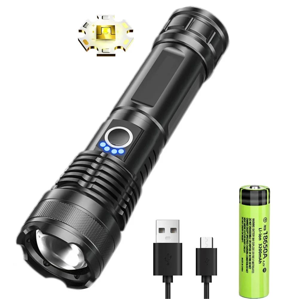 90000LM High Power XHP50 Led Flashlight Rechargeable Torch Zoom Usb Hand Lantern Camping Outdoor Waterproof Emergency