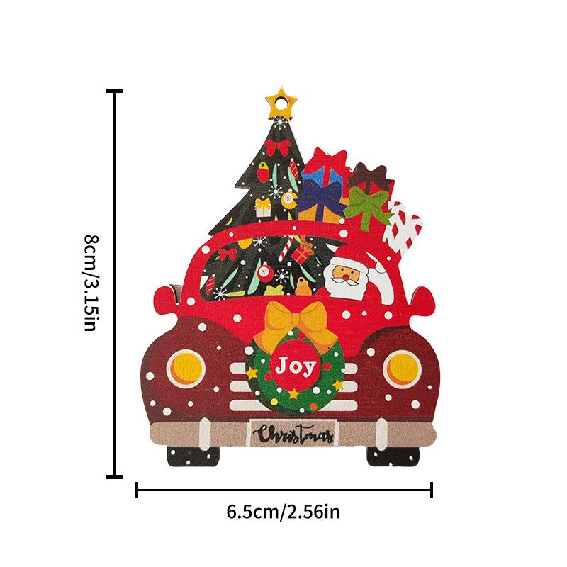 Christmas Wooden Santa Claus Car Pendant Decoration