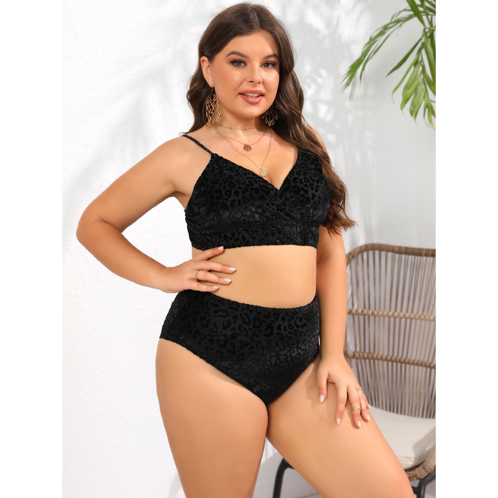 

Новое бикини Fat Mm с большим зеленым леопардовым ремнем и плечевым ремнем DM423 4XL чёрный