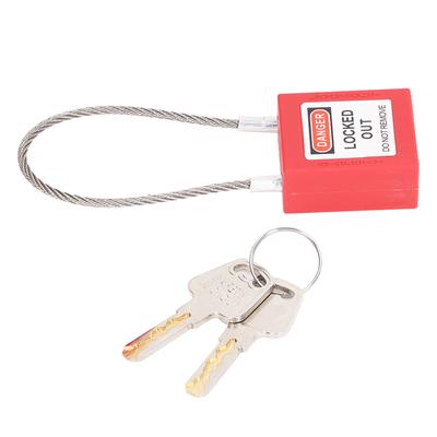 Reteszelő Tagout zár Rozsdamentes acél kábelzár Biztonsági reteszelő lakat 2 kulccsal
