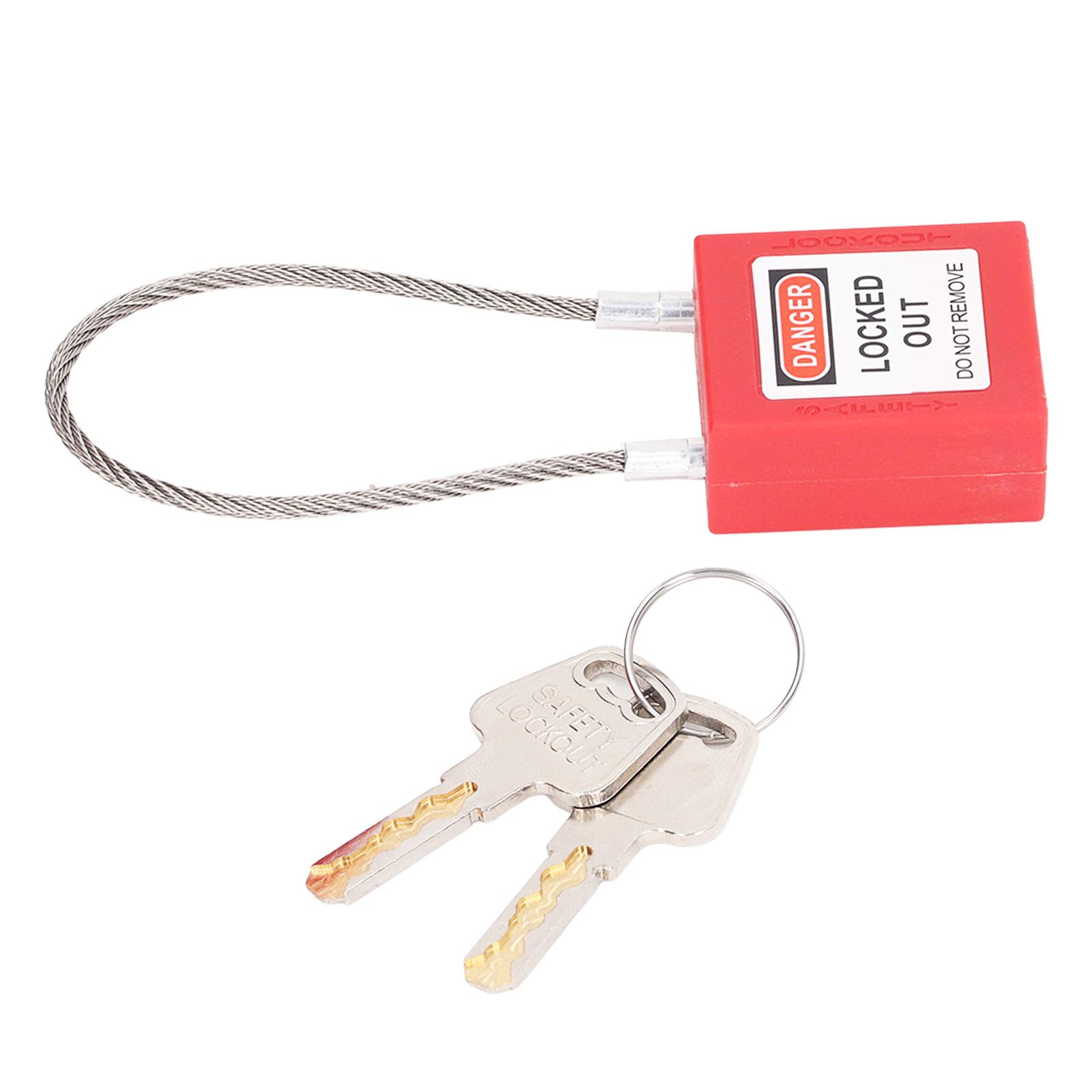 

Lockout Tagout Lock Stainless Steel Cable Lock Safety Lockout Padlock with 2 Keys