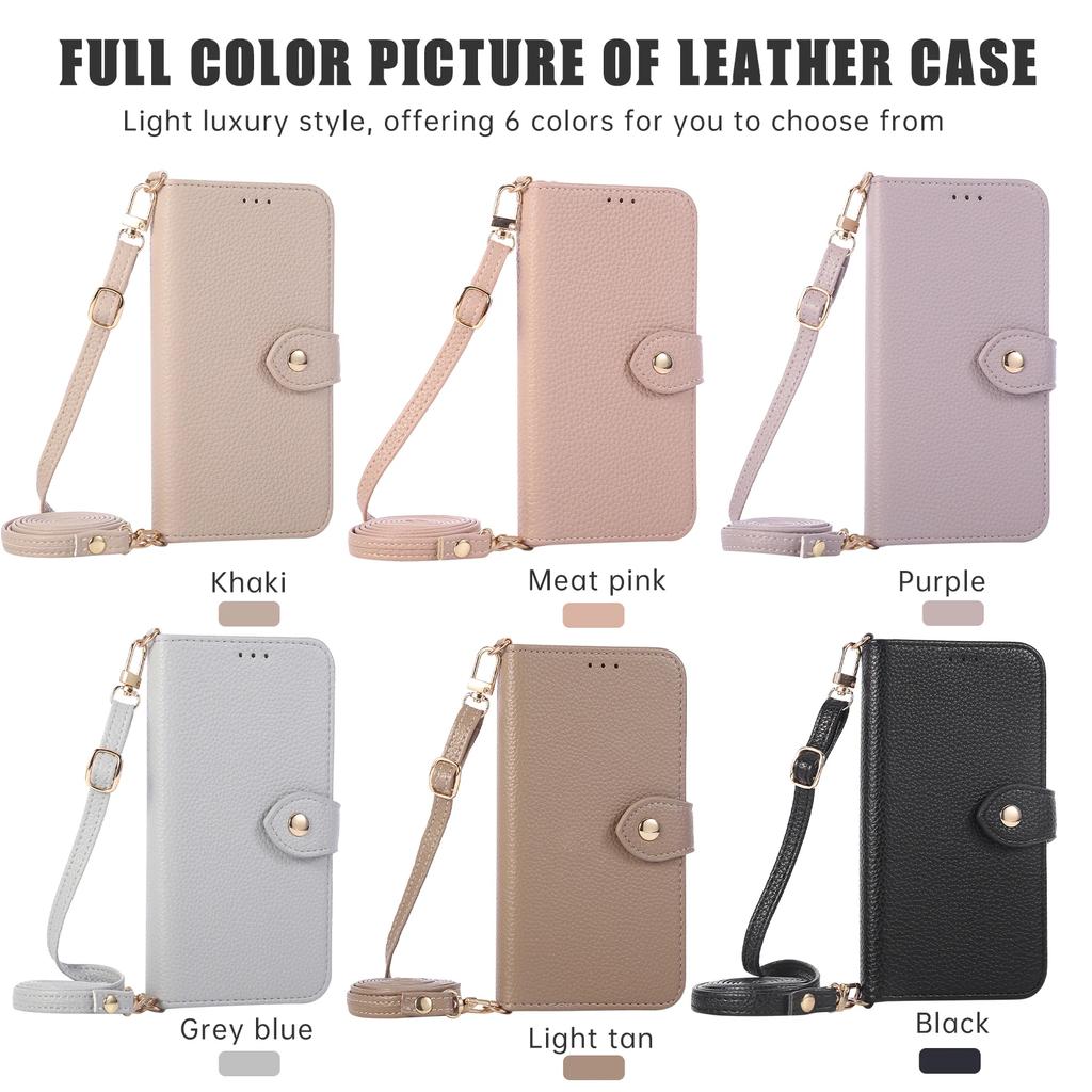 Crossbody Strap Mirror Wallet with Card Holder Phone Case for IPhone 16E 16 15 14 Pro Max 13 12 11 7 8 Plus Leather Flip Cover