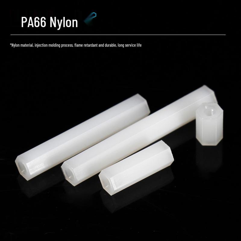 Black & White M2 Nylon Hexagonal Double-Through Standoff Spacer for PC Board Support