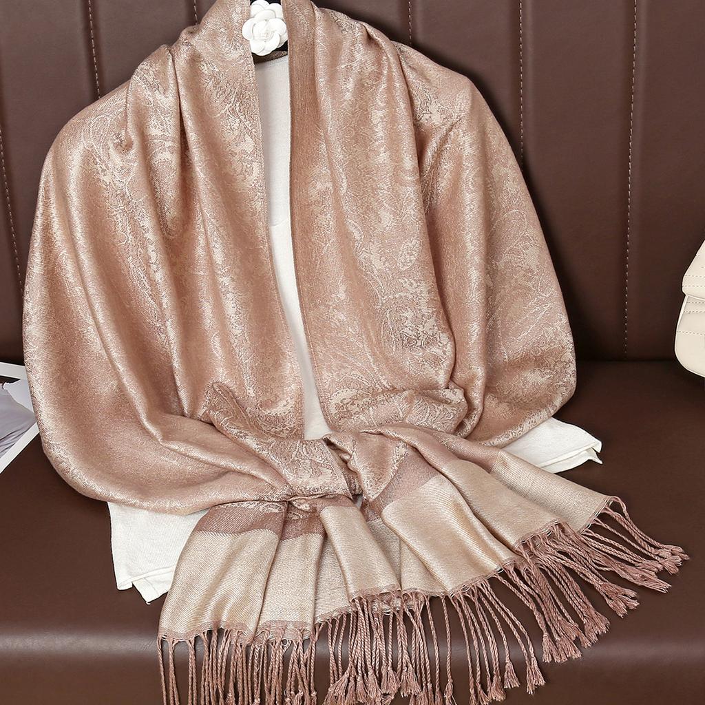 A Vintage Paisley Patterned Ethnic Style Cashew Jacquard Pashmina Casual And Fashionable Soft And Warm Tassel Scarf Shawl