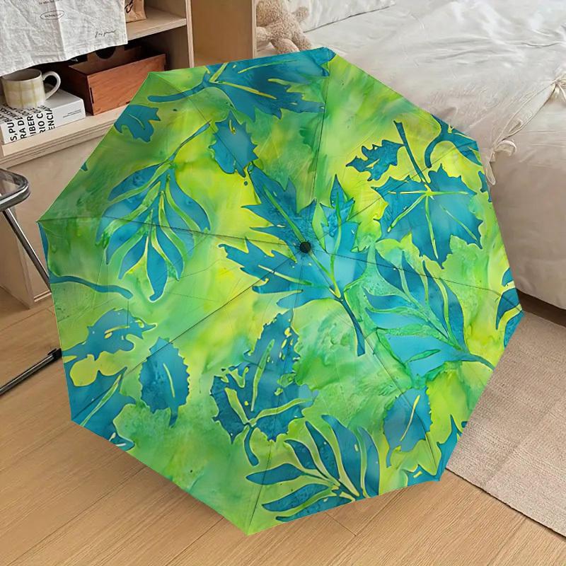 

1pc Leaf Print Automatic Open/Close Umbrella, 8-Rib Sturdy Frame, Umbrella for Travel, Everyday, Formal Events yy251126041