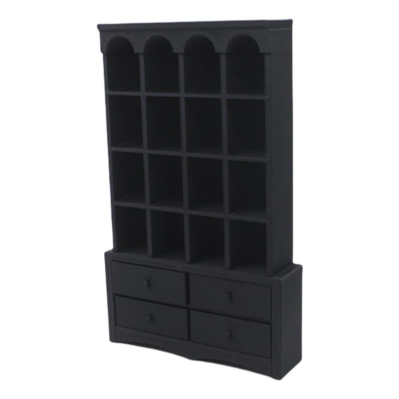 Kids Playroom Storage Shelf Vintage Miniature Bookshelf 1/12 Dollhouses Furniture Toy Organizer Safe Pretend Play Toy