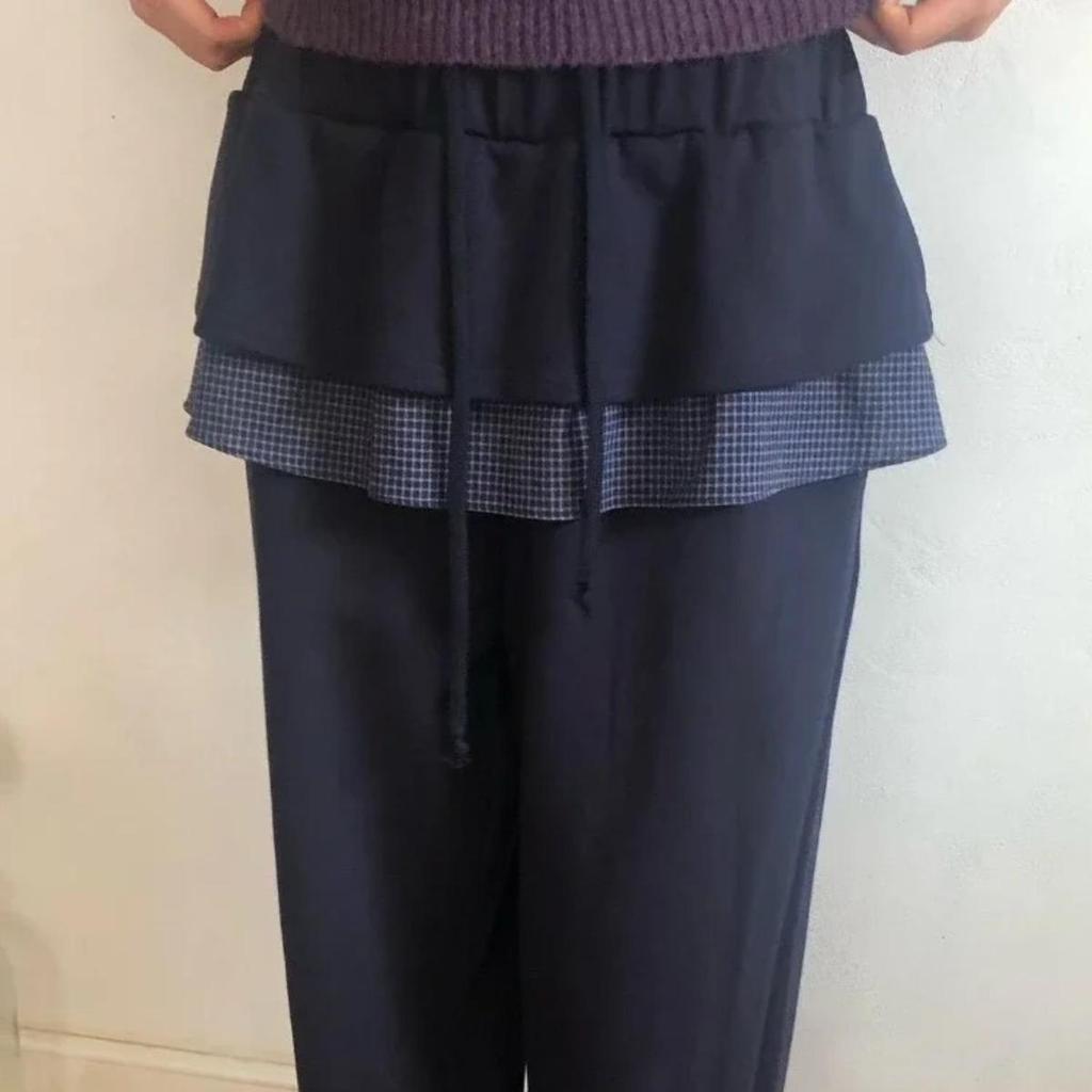 Y2k Harajuku Streetwear High Waist Wide Leg Pants Korean Style Vintage Kawaii Sweet Solid Fake Two-piece Trousers