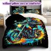 Splashing Ink Death  Pattern Bedding Quilt Set Quilt Cover Pillowcase Home Decoration Birthday Gift (1 * Duvet Cover + 2 * Pillowcase, Without Core)
