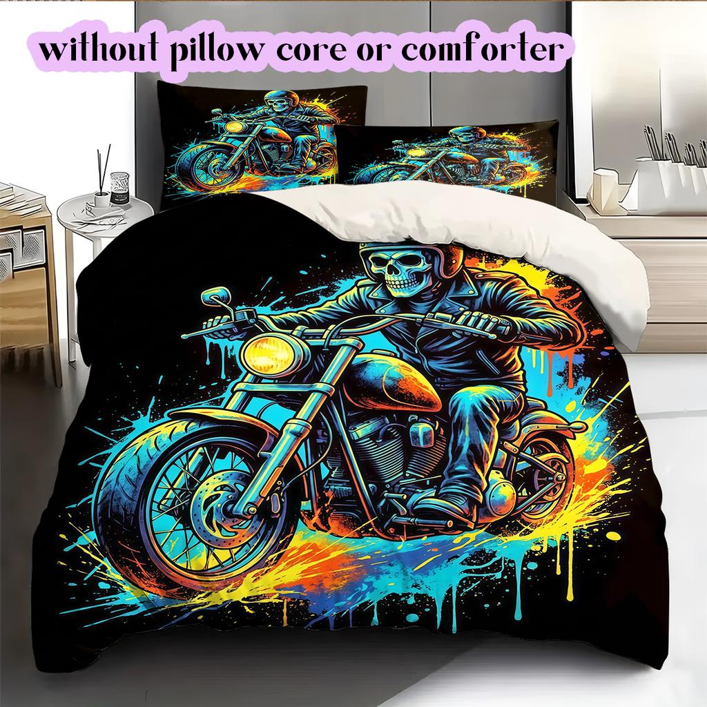 Splashing Ink Death  Pattern Bedding Quilt Set Quilt Cover Pillowcase Home Decoration Birthday Gift (1 * Duvet Cover + 2 * Pillowcase, Without Core)