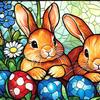 Yousheng Easter Window Clings Stained Glass Bunny UV Resistant Window Privacy Film Removable Static Decals for Living Room Bedroom Bathroom