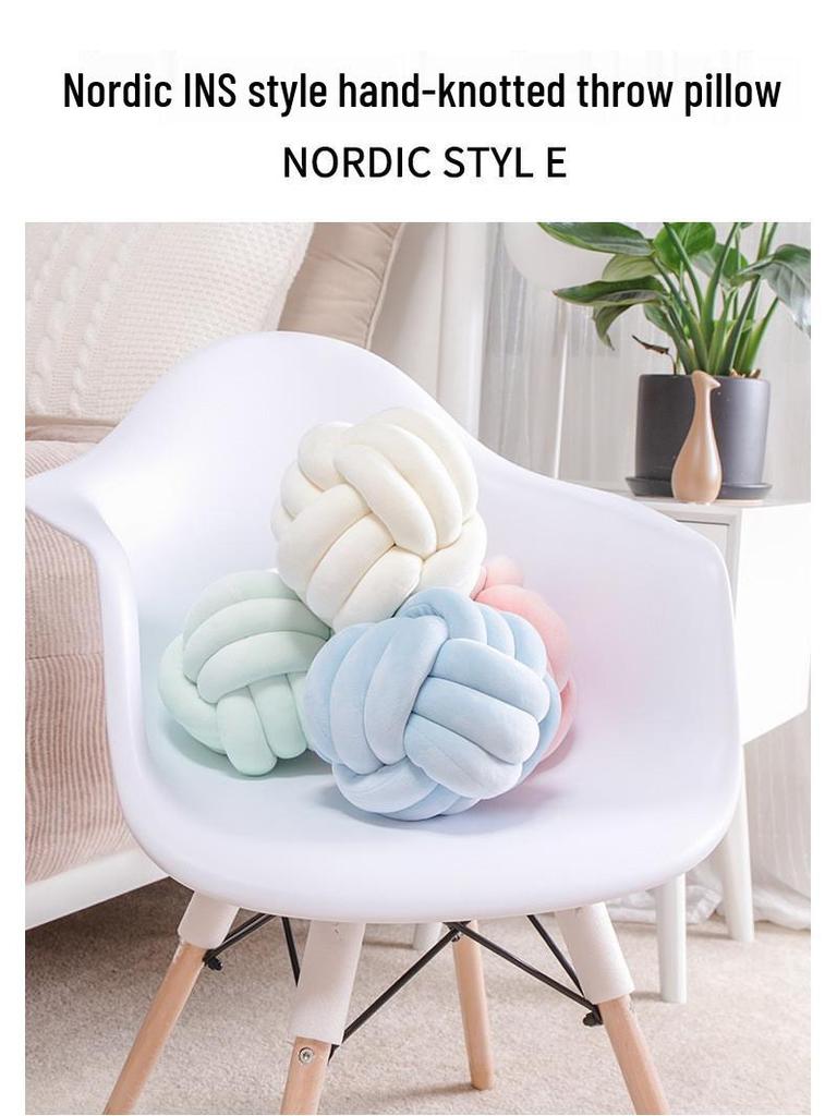 Nordic Knotted Ball Throw Pillow - Woven Cushion for Bay Window, Bedroom, or Sofa Decor