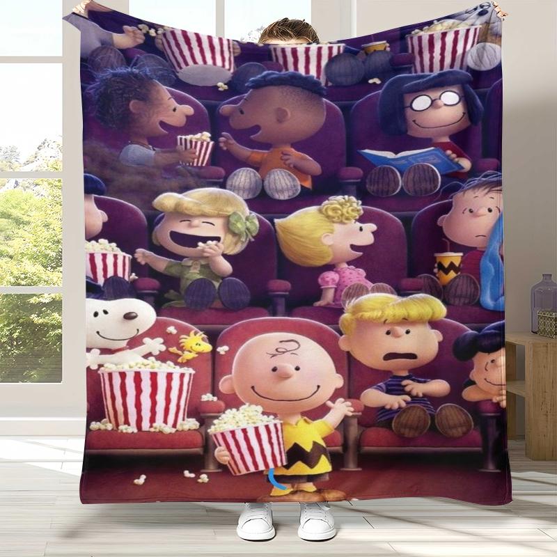 Cute Snoopy Dog Cartoon Flannel Blanket,Ultra Soft Warm Plush Throw for Home Bedroom Bed Sofa Cover Camping Picnic Gift