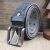 Trendy Personalized Retro Leather Belt with Double Pin Buckle for Men