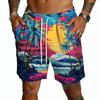 Pantalones Cortos Casuales para Hombre con Estampado Hawaiano y Cordón, Ligeros de Secado Rápido con Entrepierna de 5 Pulgadas para Vacaciones de Verano