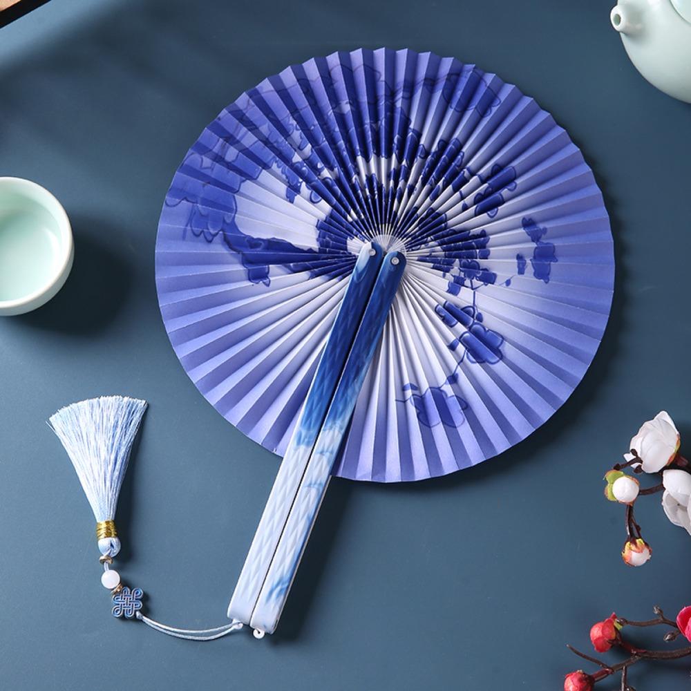 Colorful Folding Paper fan Paper Decorative Fans Portable Circular Fan Wedding Party