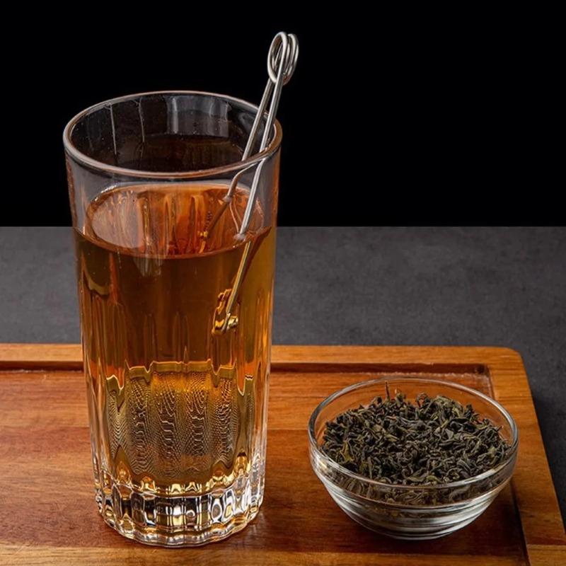 Stainless Steel Herb Mesh Strainer - Tea Ball Infuser Filter with Handle, Spoon Tea Infuser, Squeeze Leaves Mesh Tea Filter