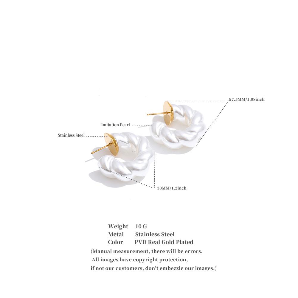 Eetit Perle Imitate Răsucite Geometrice Chic Cercei Ușori pentru Femei Oțel Inoxidabil Zilnic Bijuterii Moderne de Modă Impermeabile