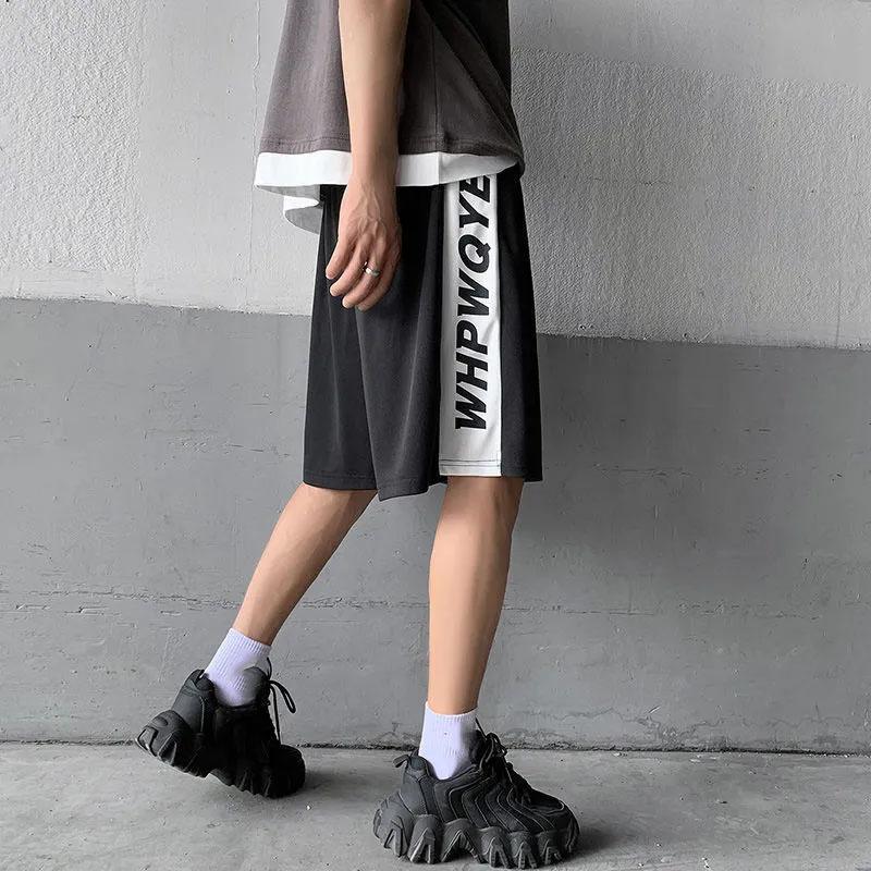 

Мужские летние шорты из ледяного шелка Брюки с пятью точками Универсальные повседневные свободные баскетбольные спортивные брюки Тонкие пляжные брюки Удобные дышащие шорты для верхней одежды M