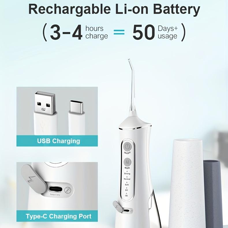 Portable Cordless Water Flosser 4 Cleaning Modes USB Rechargeable 1500mAh Lithium Battery Dental Flosser for Teeth Cleaning Oral Irrigator