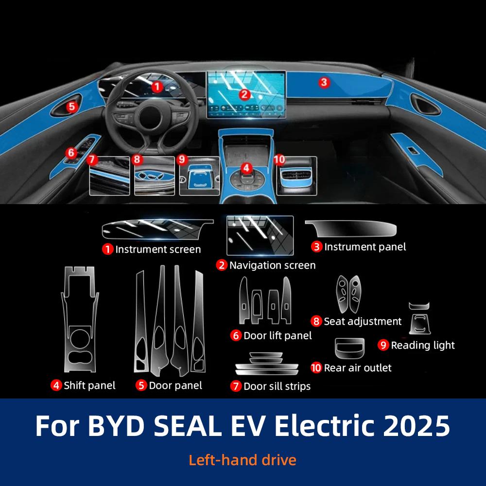 Car Interior TPU Protector Anti-scratch Film For BYD Seal EV Electric Auto Protective Transparent Anti-tear Stickers Accessories