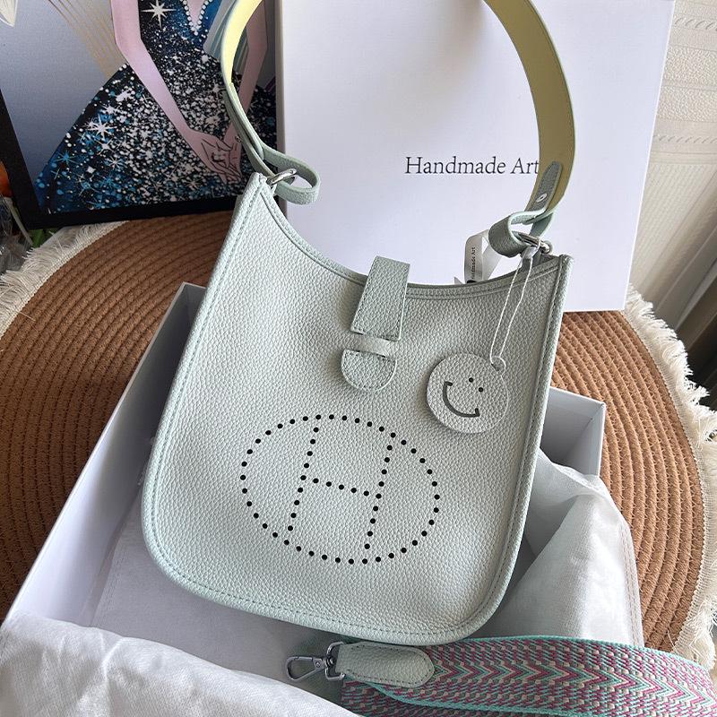 Genuine Leather Evelyn Crossbody Tote - Women's Cowhide Bag with Wide Shoulder Strap