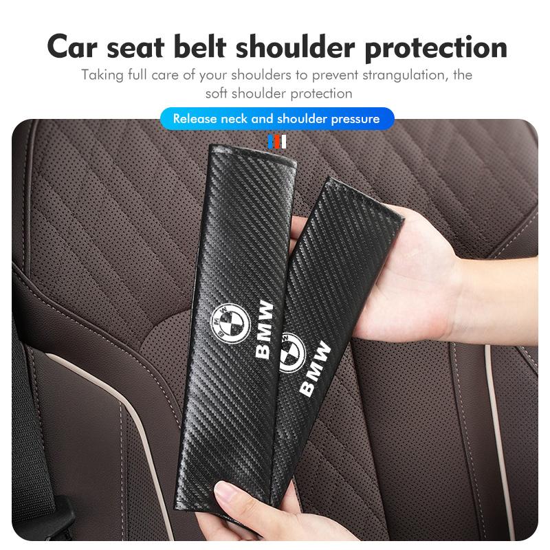 Car Seat Belt Carbon Fibre Shoulder Protection Pad Accessories For BMW M 1 3 4 5 6 7 Series M3 M6 F01 F02E34 E36 E70 F10 X6 X1