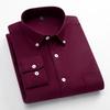 Men's Long-Sleeve Oxford Cotton Shirt - Breathable, Solid Color for Casual or Daily Wear