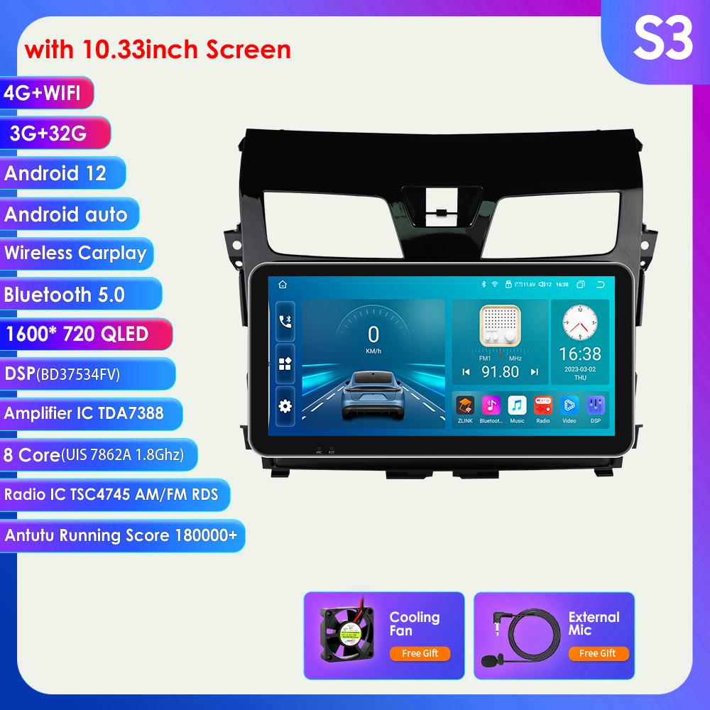 

Carplay 4G-LTE 2Din Android Automotivo для Nissan Altima Teana 3 2013 2014 2015 Автомобильный радиоприемник Мультимедийный видеоплеер Навигация GPS Интеллектуальный экран S3 8Core 3G 32G